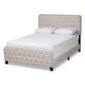 Baxton Studio Annalisa Beige Upholstered Button Tufted Queen Size Panel Bed 162-10318